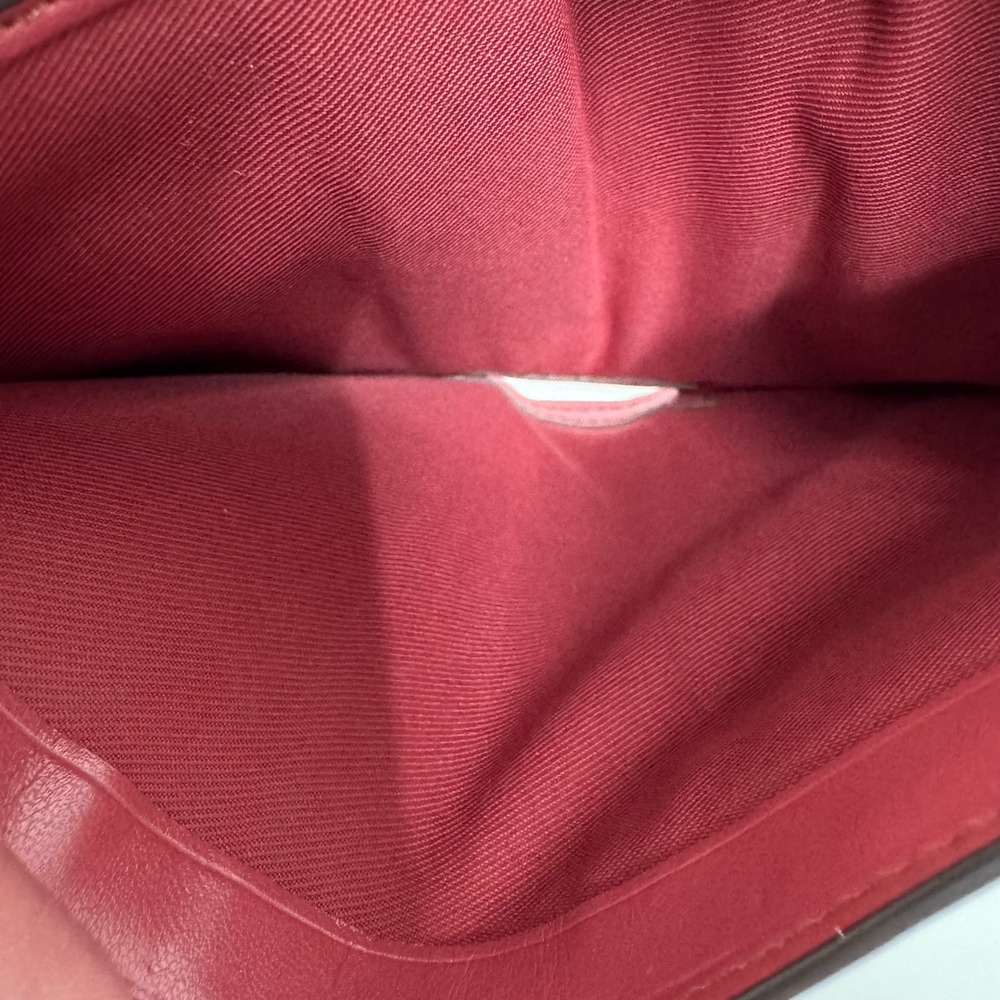 Coach Red Signature Embossed Pebble Leather Medium Corner Zip Bifold Wallet - Picture 9 of 11